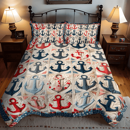 Vintage Anchors 3-Piece Quilted Bedding Set NCU0TH1218