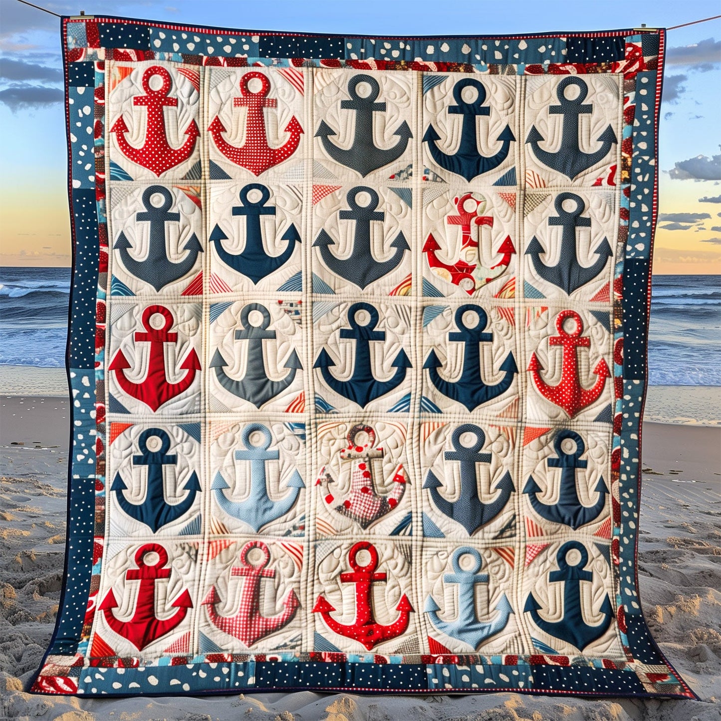 Vintage Anchors Quilted Blanket NCU0TH1315