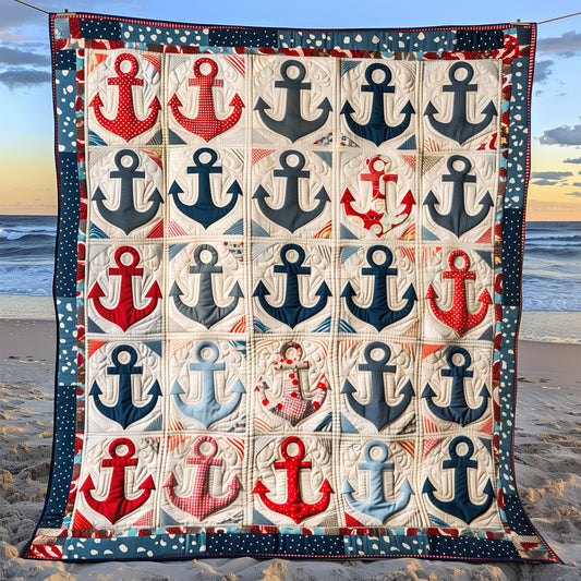 Vintage Anchors Quilted Blanket NCU0TH1315