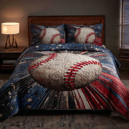 Vintage Baseball 3-Piece Quilted Bedding Set NCU0DK12094