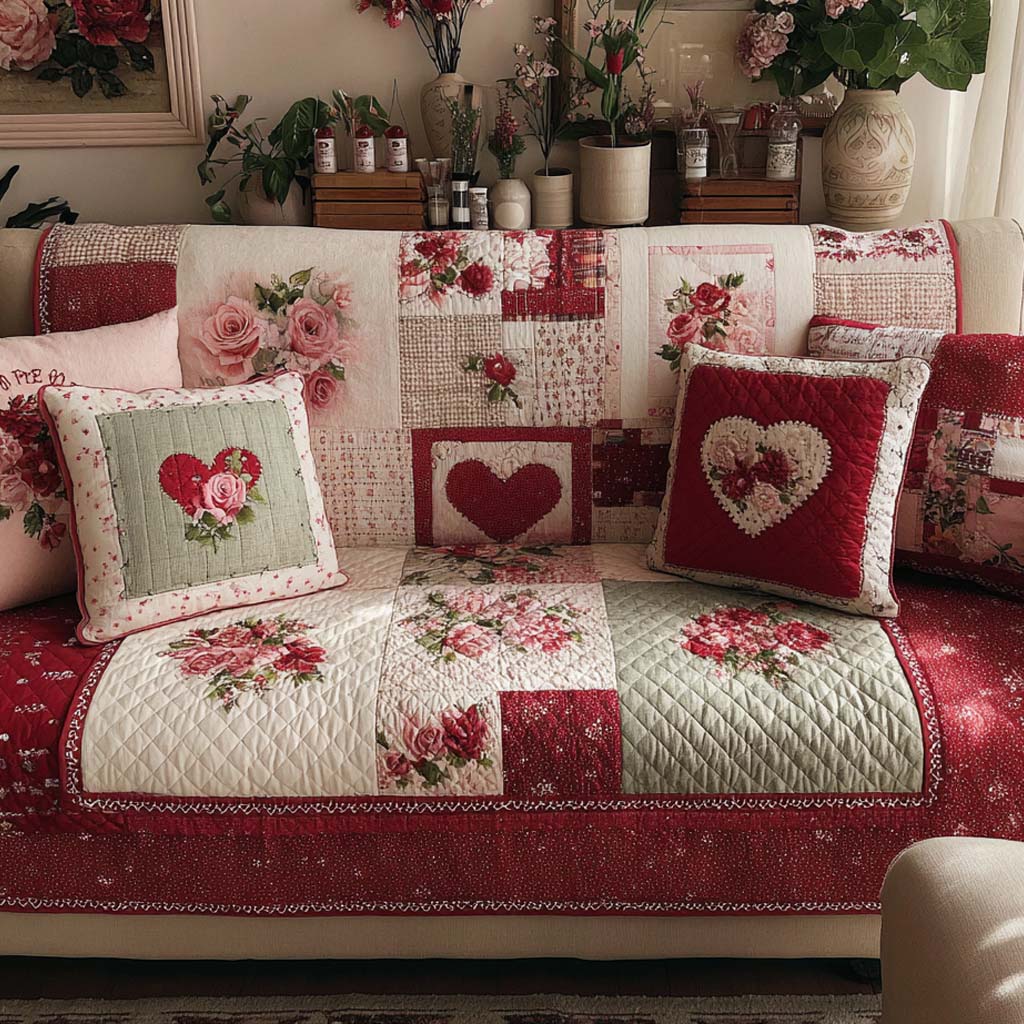 Vintage Bloom Harmony Quilted Sofa Cover NCU0XD2247