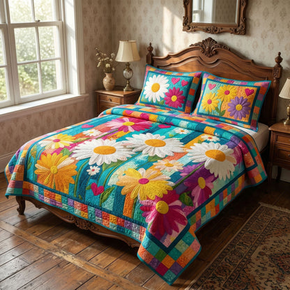 Vintage Bloom Patch 3-Piece Quilted Bedding Set NCU0NT12484
