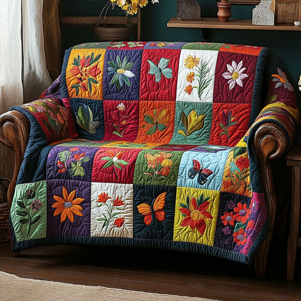 Vintage Bloom Quilted Sofa Cover NCU0DK11886