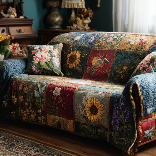 Vintage Bloom Quilted Sofa Cover NCU0DK11953