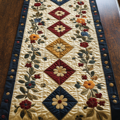 Vintage Bloom Quilted Table Runner NCU0VH4016