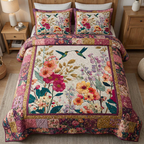 Vintage Blossom 3-Piece Quilted Bedding Set NCU0NT12331