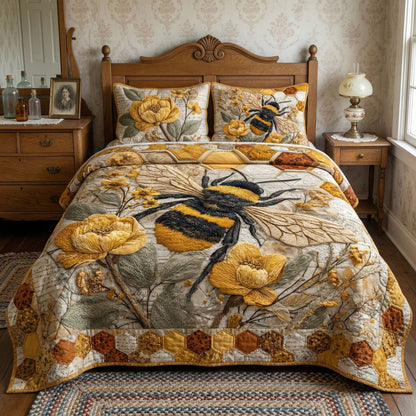 Vintage Blossom 3-Piece Quilted Bedding Set NCU0NT12412