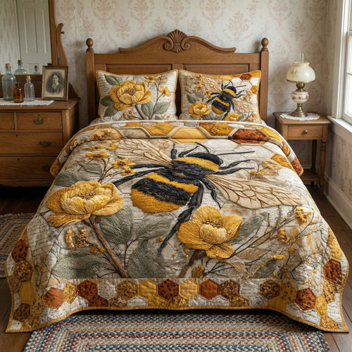 Vintage Blossom 3-Piece Quilted Bedding Set NCU0NT12412