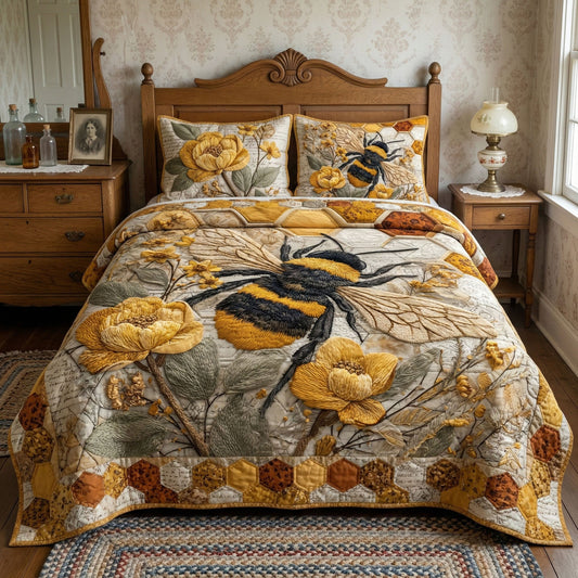 Vintage Blossom 3-Piece Quilted Bedding Set NCU0NT12412