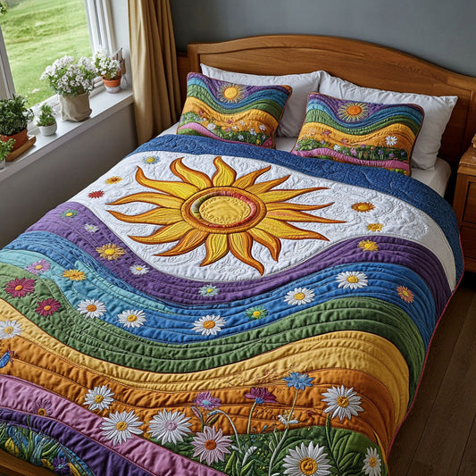 Vintage Blossom Burst 3-Piece Quilted Bedding Set NCU0PT5537