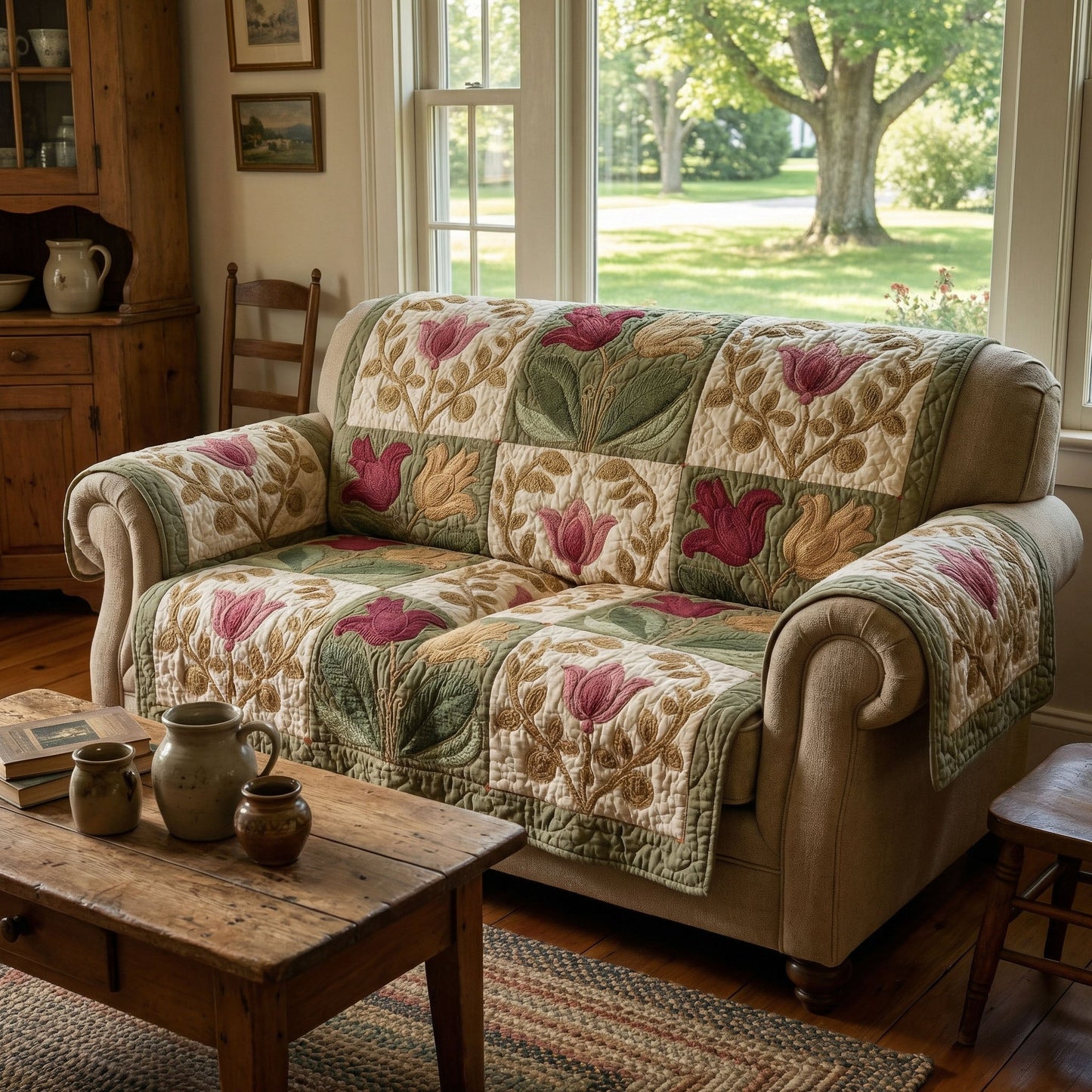 Vintage Blossom Haven Quilted Sofa Cover NCU0PT11439