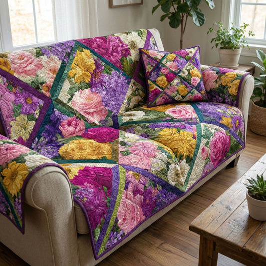 Vintage Blossom Quilted Sofa Cover NCU0NT12355