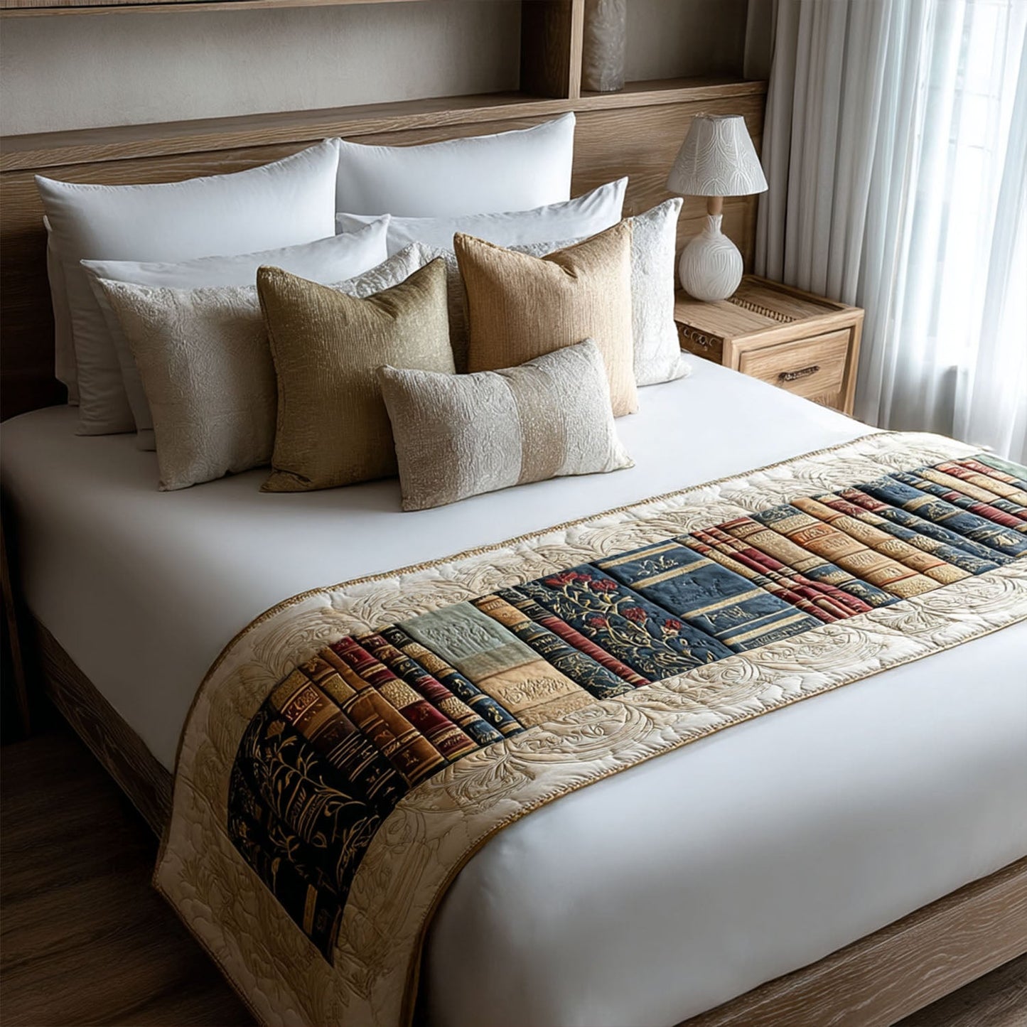 Vintage Book Bliss Quilted Bed Runner NCU0PT8054