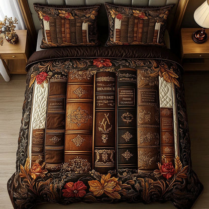 Vintage Bookcase 3-Piece Quilted Bedding Set NCU0NT4093