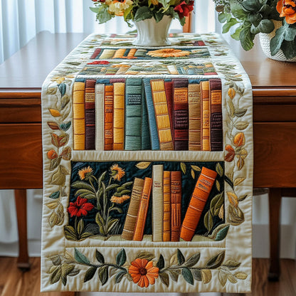Vintage Books Blooms Quilted Table Runner NCU0NT4298