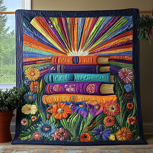 Vintage Bookshelf Quilted Blanket NCU0DV3608