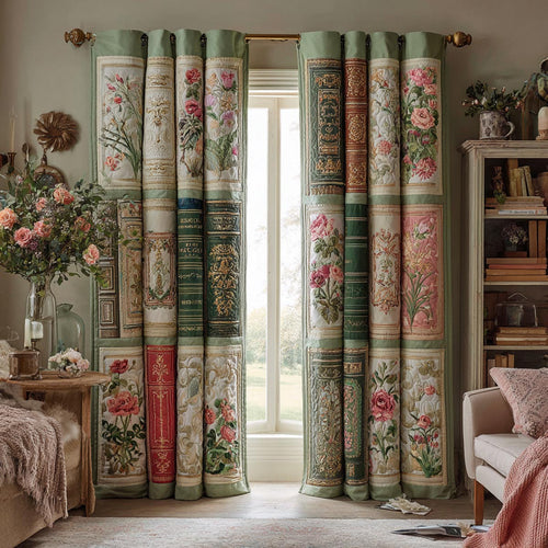 Vintage Bookshelf Quilted Curtains NCU0DV9376