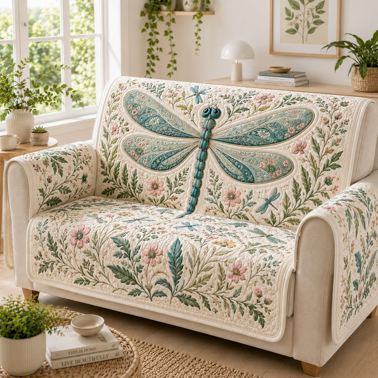 Vintage Botanical Glider Quilted Sofa Cover NCU0VL3834