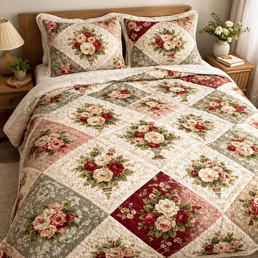 Vintage Bouquet 3-Piece Quilted Bedding Set NCU0XD2527