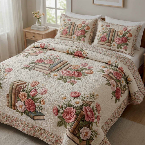 Vintage Bouquet 3-Piece Quilted Bedding Set NCU0XD2618