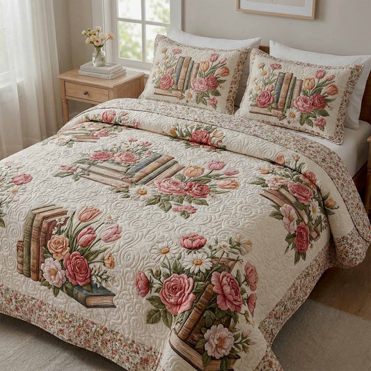 Vintage Bouquet 3-Piece Quilted Bedding Set NCU0XD2618