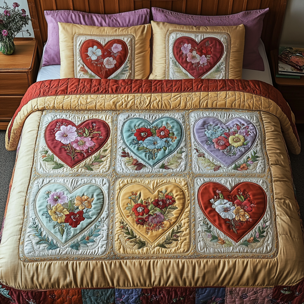 Vintage Charm 3-Piece Quilted Bedding Set NCU0VH3015
