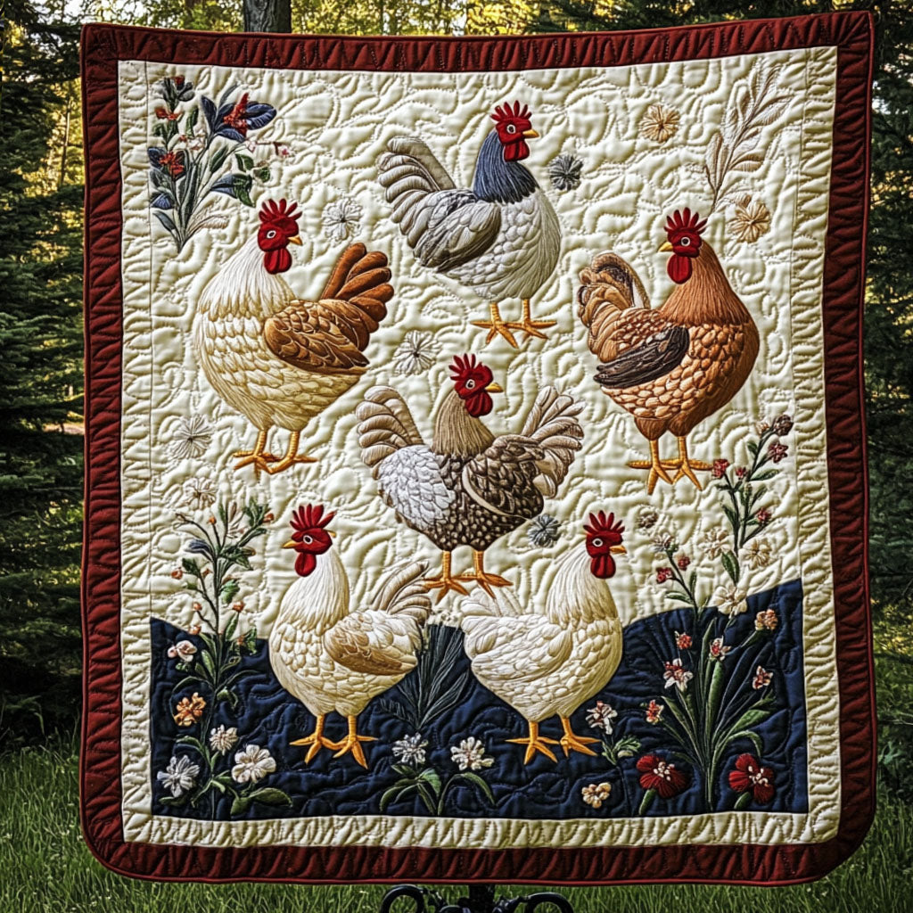 Vintage Chicken Coop Quilted Blanket NCU0NT4126
