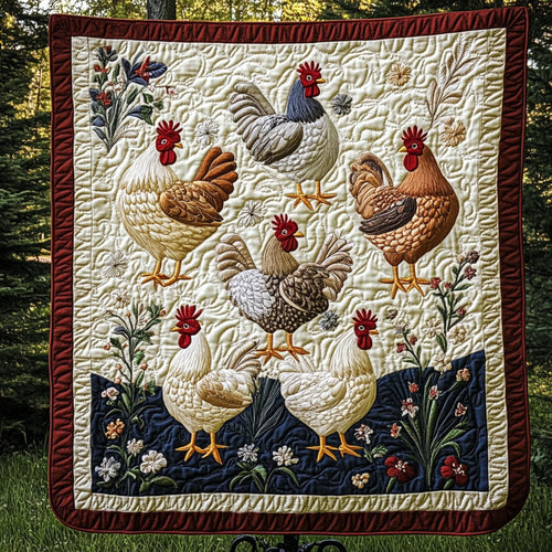 Vintage Chicken Coop Quilted Blanket NCU0NT4126