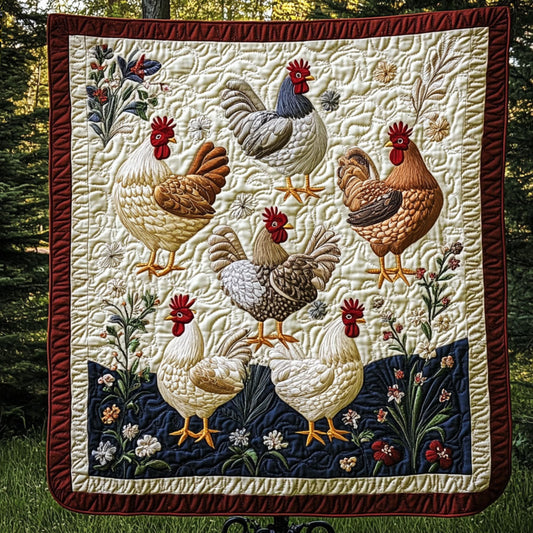 Vintage Chicken Coop Quilted Blanket NCU0NT4126