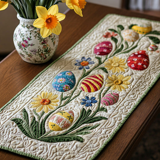Vintage Easter Charm Quilted Table Runner NCU0PT4864