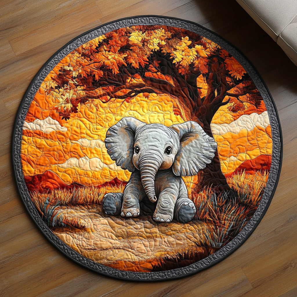 Vintage Elephant Quilted Round Mat NCU0DV6689