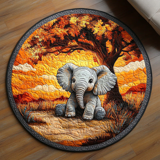 Vintage Elephant Quilted Round Mat NCU0DV6689