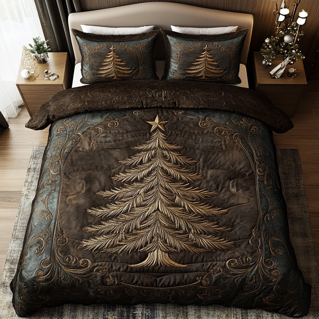 Vintage Evergreen 3-Piece Quilted Bedding Set NCU0DV8469