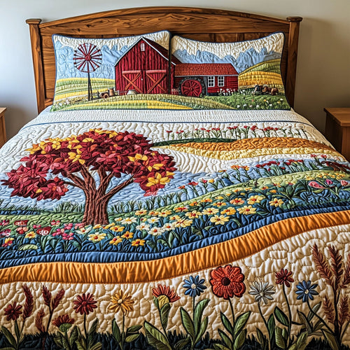 Vintage Fields 3-Piece Quilted Bedding Set NCU0PT6803