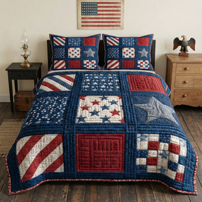Vintage Flag 3-Piece Quilted Bedding Set NCU0NT12376