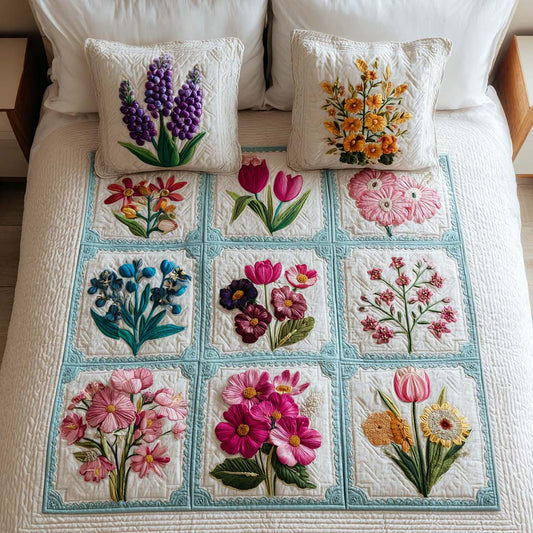 Vintage Flora 3-Piece Quilted Bedding Set NCU0NT7852