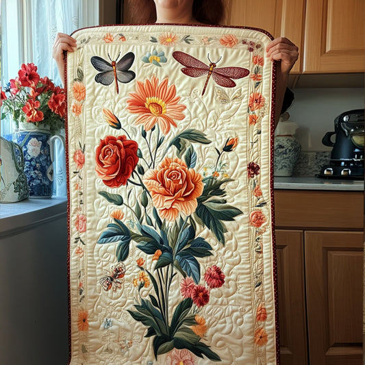 Vintage Floral Charm Quilted Table Runner NCU0PT4502