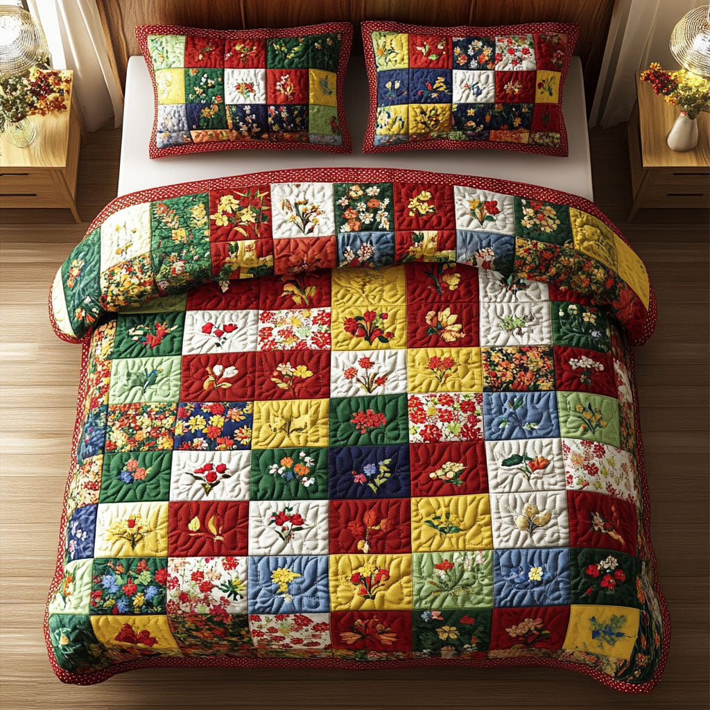 Vintage Garden 3-Piece Quilted Bedding Set NCU0NT4059