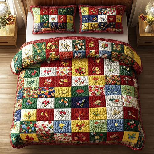Vintage Garden 3-Piece Quilted Bedding Set NCU0NT4059
