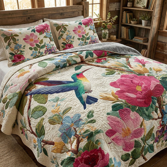 Vintage Garden Bloom 3-Piece Quilted Bedding Set NCU0PT11533