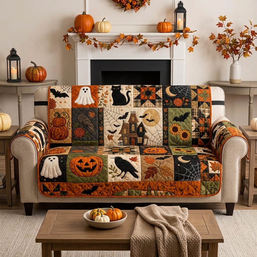 Vintage Halloween Manor Quilted Sofa Cover NCU0HH2088