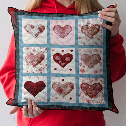 Vintage Heart Charm Quilted Pillow Case NCU0DK3847