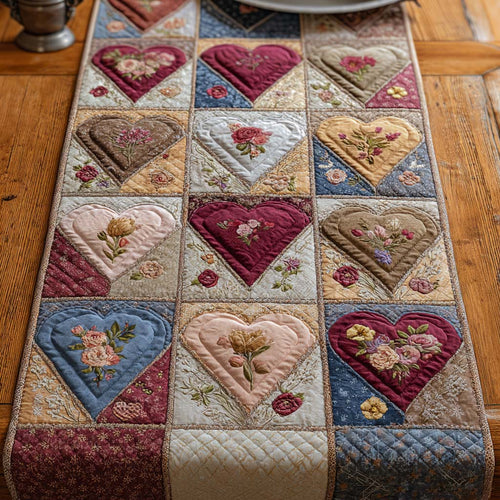Vintage Heart Quilted Table Runner NCU0XD2214