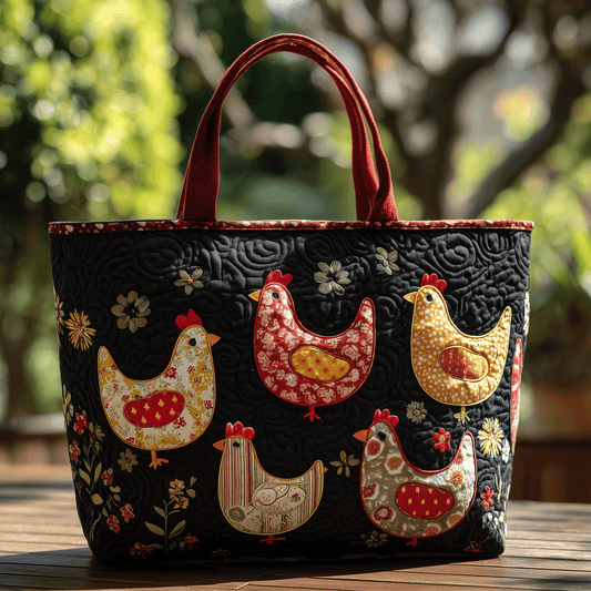 Vintage Hen Parade Quilted Tote Bag NCU0TH2850