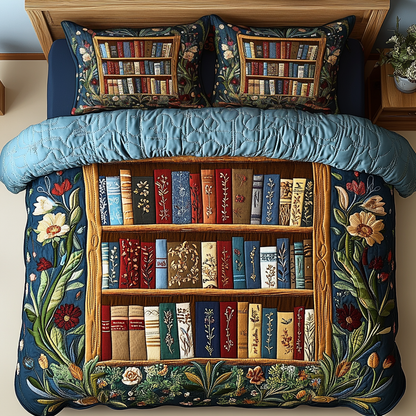 Garden of Books 3-Piece Quilted Bedding Set NCU0VT120