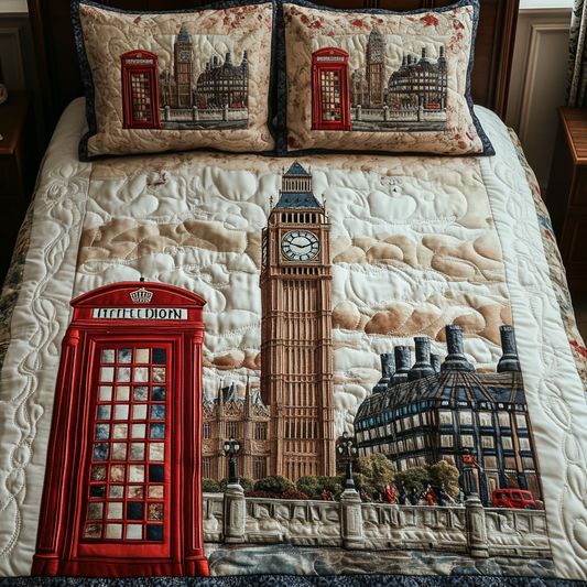 Vintage London 3-Piece Quilted Bedding Set NCU0VH4761