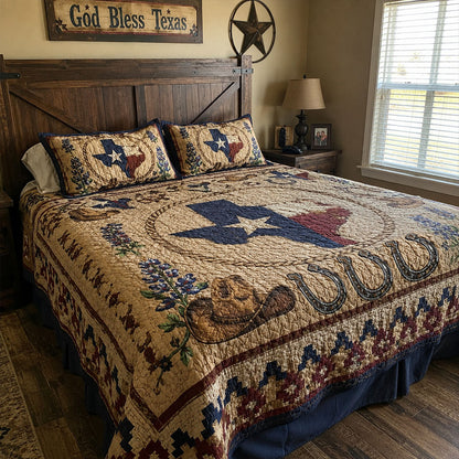 Vintage Lone Star 3-Piece Quilted Bedding Set NCU0PT11736