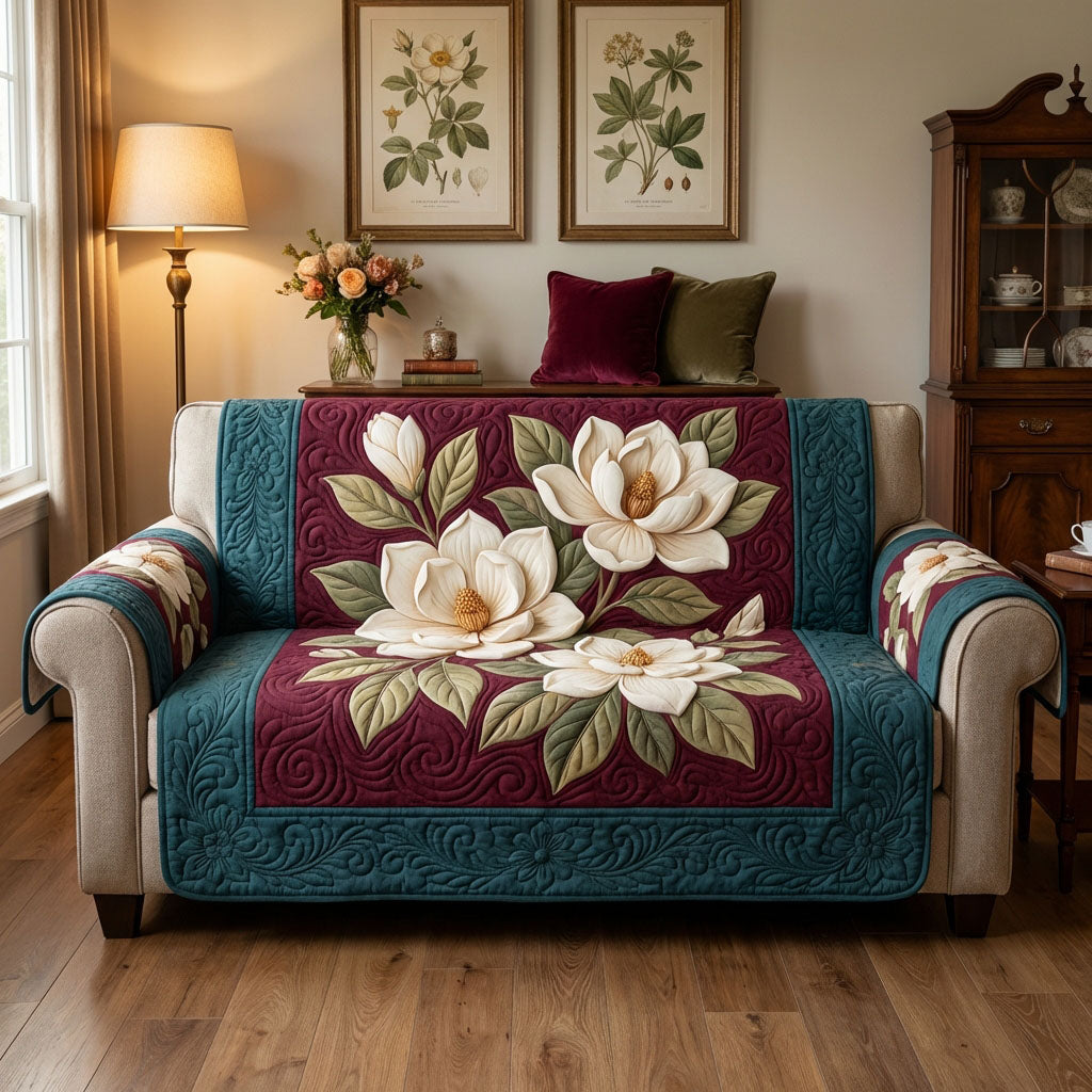 Vintage Magnolia Charm Quilted Sofa Cover NCU0TV1569
