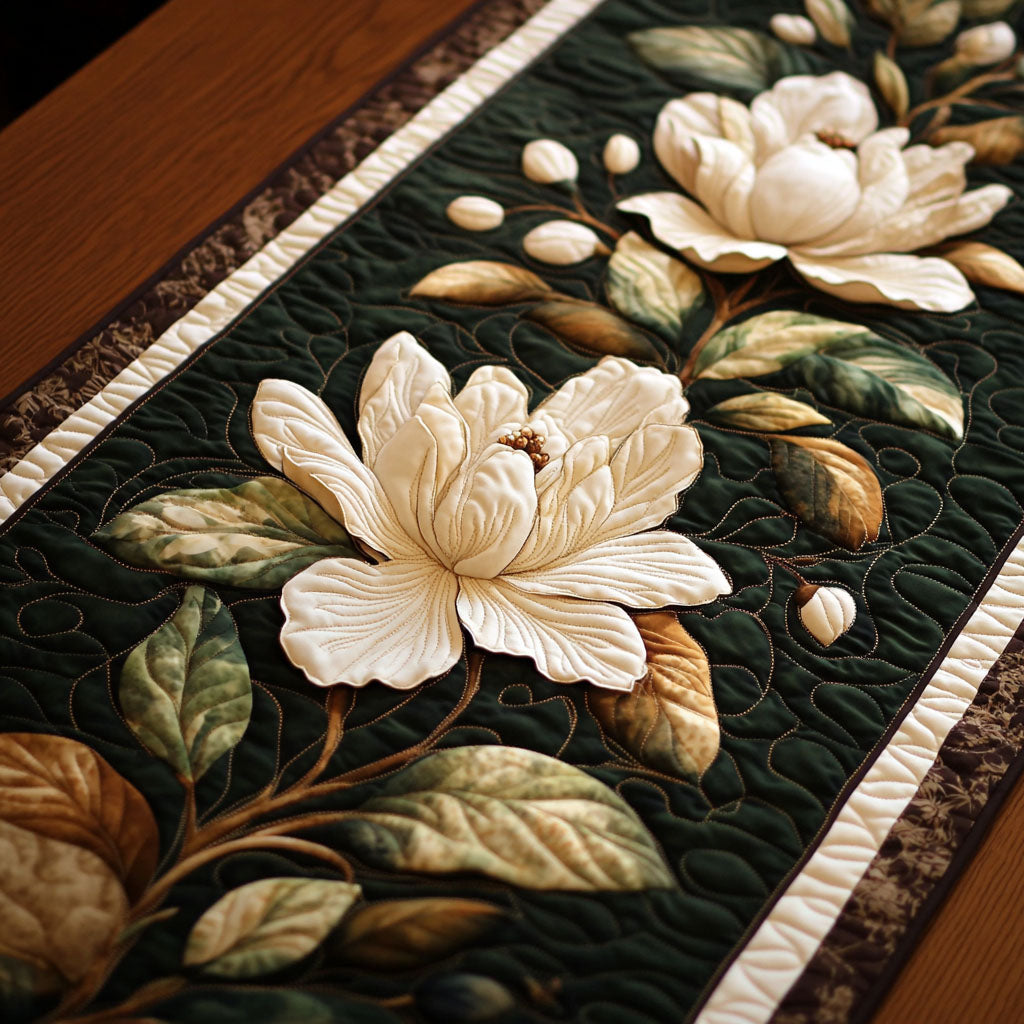 Vintage Magnolia Charm Quilted Table Runner NCU0PT3866