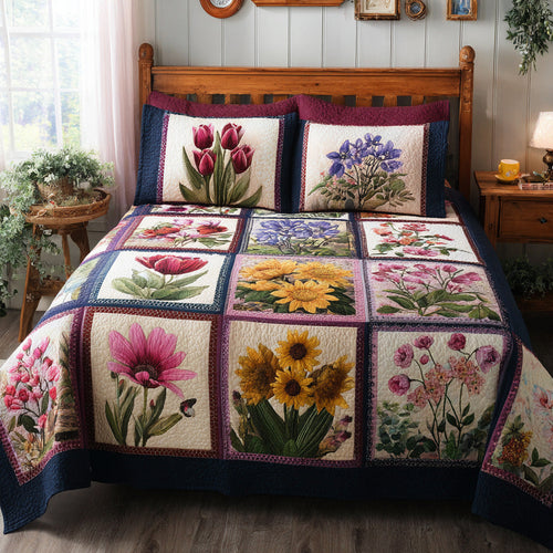 Vintage Meadow 3-Piece Quilted Bedding Set NCU0VL3223